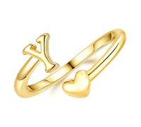 TINGN Ring Gold Women Girls - 14K Gold-Plated Waterproof Heart Rings with Letters Stackable Promise Thumb Ring Statement Gold Ring Gifts for Women Girlfriend Girls Jewellery