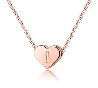 TINGN Rose Gold I Initial Necklace for Girls, 14K Rose Gold Plated Heart Initial Necklace for Women Teenage Girl Gifts Jewelry for Girls Personalised Tiny Initial Alphabet Love Necklace Girls Gifts