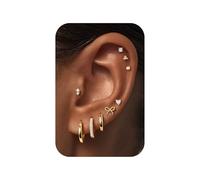 TINGN Silve Plated Surgical Steel Earrings - Hypoallergenic Flat Back Earrings Small Cartilage Hoop Earring for Women Trendy Flatback Stud Stacks for Multiple Piercing