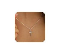 TINGN Silver Cross Necklace for Women, 14K White Gold Plated Layered Cross Necklace Girls Dainty Cross Pendant Necklace Silver Cross Necklace for Women Silver Necklaces for Women Girls Jewelry Gifts