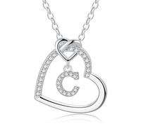 TINGN Silver Initial Necklace for Women Girls, Initial C Necklace for Girls Initial Necklace Letter Necklace Heart Necklace Silver Necklace Jewelry for Teen Girls Gifts for Teen Girls
