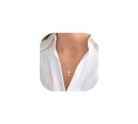 TINGN Silver Necklace - 14K White Gold Plated Cross Choker Necklace With Dainty Silver Cross Pendant - Women's Jewelry Gift