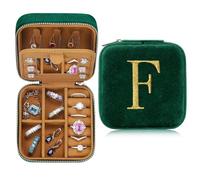TINGN Travel Jewellery Box for Women, Personalised Travel Jewellery Case Organiser, Mirrored Jewelry Box Organiser, Initial F Jewelry Boxes for Womens, Teacher Gifts, Birthday Gifts for Women