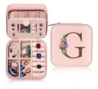 TINGN Travel Jewellery Case, Travel Jewellery Organiser, Mini Jewellery Box, Travel Jewellery Box, Sister Birthday Gifts, Sister Gifts, Personalised Jewellery Box G