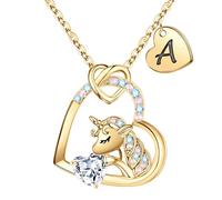 TINGN Unicorn Gifts for Girls, Gold Unicorn Necklace for Girls Unicorns Gifts for Girls Unicorns Necklaces for Teen Girls Initial Necklaces for Girls Little Girls Jewelry for Teen Girls Unicorn Gifts