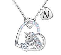 TINGN Unicorn Necklace for Girls, Unicorns Necklaces for Teen Girls Little Girls Jewelry Unicorn Necklace for Girls Unicorn Gifts for Girls Jewelry for Teen Girls N Initial Necklaces for Teen Girls