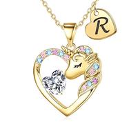 TINGN Unicorns Gifts | Unicorn Initial Necklaces | Birthday Gifts for Teen Girls