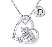 TINGN Unicorns Necklaces for Teen Girls, Unicorns Necklaces for Girls Little Girls Jewelry Unicorn Necklace for Girls Unicorn Gifts for Girls Jewelry for Teen Girls D Initial Necklaces for Teen Girls