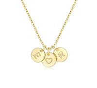 TINGN Women's Gold Chain - 14K Gold Plated Heart Necklace Double Letter Chain with Letters A-Z Discs Monogram Personalised Gifts for Women Mum Girlfriend Girls Jewellery Ladies, Brass