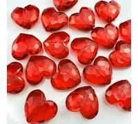 Tingoons 20 Pcs 28x25mm Acrylic Heart Shape Beads Clear Colorful Craft Beads with Hole Spacer Beads for Home Decoration DIY Craft Making Jewelry Making Bracelet Necklace Earrings(Red)