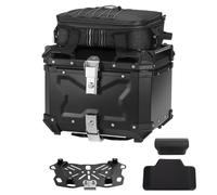 TINGPAI Motorcycle Top Case Set,Including Tail Box、Base Bracket、Backrest、Bag,Waterproof Aluminum Handle Motorcycle Helmet Case,Tail Box with Security Lock (Black, 45L)