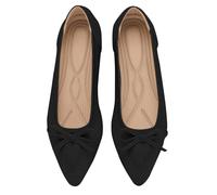 TINGRISE Women's Flats Pointed Toe Bow Knit Ballet Shoes Comfortable Dressy Mesh Slip On Flat Black US7.5