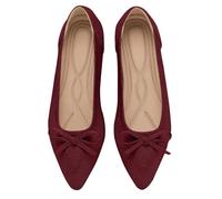 TINGRISE Women's Flats Pointed Toe Bow Knit Ballet Shoes Comfortable Dressy Mesh Slip On Flat Red US7