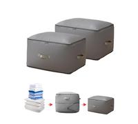 TINGSING 2 Pack Ultra Space Saving Self Compression Organizer, Compression Storage Bag for Comforters, Clothes, Blankets, Heavy Duty Moving Organizer Bags, Compression Packing Cubes for Travel,Grey