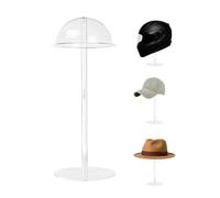 TINGSING Acrylic Hat Display Stand, 16'' Clear Hat Holder, Countertop Domed Cap Rack for Baseball Caps Cowboy Helmets, Removable Wig Holders for Vendors, Retail, Salons & Home