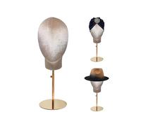 TINGSING Female Mannequin Head Stand, Velvet Pinnable Manikin Wig Head Holder with Retractable Metal Base, 18-24 Inches, for Hat Wig Jewelry Clothing Fabric Model, Flesh Color