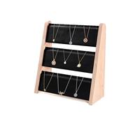 TINGSING Necklace Holder, 3-Tier Necklace Display Stand with Velvet, Wood Jewelry Display for Vendors, Jewelry Display Stand Necklace Jewelry Organizer for Necklaces, Bracelets, Craft Show, Black