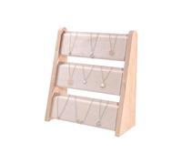 TINGSING Necklace Holder, 3-Tier Necklace Display Stand with Velvet, Wood Jewelry Display for Vendors, Jewelry Display Stand Necklace Jewelry Organizer for Necklaces, Bracelets, Craft Show, Meige