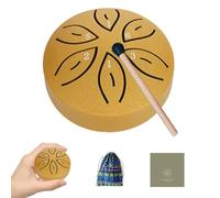 TINGSING Rain Drum for Outside Garden, 3 Inches 6 Notes Steel Tongue Drum Rain Chime Handpan with Cloth Bag, Mallets, Music Book, Musical Instrument for Adult Gift, Gold