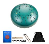 TINGSING Rain Drum for Outside Garden, 6 Inches 8 Notes Steel Tongue Drum Rain Chime Handpan with Cloth Bag, Mallets, Music Book, Musical Instrument for Adult Kid Gift, Green