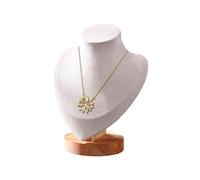 TINGSING Velvet Necklace Display Stand Jewelry Bust Display Stands Mannequin Necklace Pendant Chain Holder Organizer with Wood Base, Jewelry Showcase Racks for Home Store Trade Shows,Beige