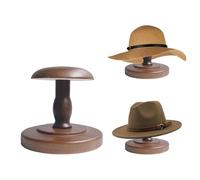 TINGSING Vintage Hat Rack Stand Rustic Brown Hat Display Stand Tabletop Cap Organizer Cowboy Hats Holder Wig and Helmet Stands for Closet, Home Decor, Small