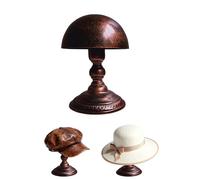 TINGSING Vintage Style Hat Stand Bronze Metal Hat Display Stands Dome Shape Cowboy Hats Rack Freestanding Tabletop Cap Organizer Helmets Wig Holder for Closet, Home Decor Display, Antique