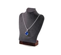 TINGSING Walnut Necklace Display Stand, Velvet Necklace Display Bust for Vendors, Jewelry Mannequin Stands and Displays, Necklace Mannequin Holder Organizer for Selling Store Trade Show,Grey