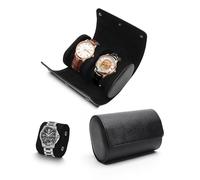 TINGSING Watch Box for Men, 2 Slot Watch Travel Case Watch Roll, PU Leather Watch Holder Organizer with Removable Pillows, Watch Gift Box for Father's Day, Christmas, Anniversary, Birthday, Black