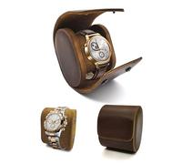 TINGSING Watch Travel Cases Single PU Leather Watch Roll Travel Case Watch Storage Box Organizer with Removable Pillow Portable Watch Holder Stand for Jewelry Bracelet, Gifts on Christmas, Brown