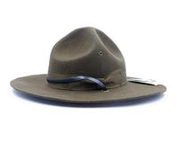 TingTingo Military Campaign Hat Drill Sergeant Instructor Mountie Ranger Hat 100% Wool Olive, Olive, 7.125