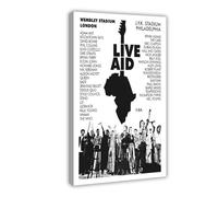 TINGTOEO 1985 Live Aid Retro Concert, The Queen, U2, David Bowie, Manchester Canvas Poster Wall Art Decor Print Picture Paintings for Living Room Bedroom Decoration Frame-style 20x30inch(50x75cm)