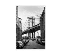 TINGTOEO Black And White Retro, Manhattan Bridge Poster Canvas Poster Wall Art Decor Print Picture Paintings for Living Room Bedroom Decoration Unframe-style 16x24inch(40x60cm)