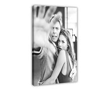 TINGTOEO David Bowie And Kate Moss, Black And White Fashion Art Print, Romantic Bedroom Decoration Canvas Poster Bedroom Decor Sports Landscape Office Room Decor Gift Frame-style 12x18inch(30x45cm)