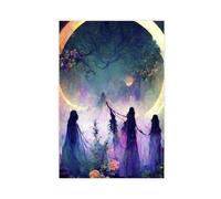 TINGTOEO Full Moon Ritual Dancing Goddess Woman Witchy Wall Decor, Wiccan Goddess Poster Canvas Poster Bedroom Decor Sports Landscape Office Room Decor Gift Unframe-style 12x18inch(30x45cm)