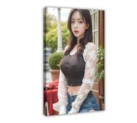 TINGTOEO Sexy, Beautiful, And Cute Asian Girl 6 Canvas Poster Bedroom Decor Sports Landscape Office Room Decor Gift Frame-style 12x18inch(30x45cm)