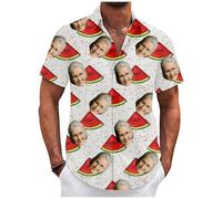 Tingwei Custom Hawaiian Shirt for Men, Personalised Funny Hawaiian Shirts with Faces, Shiteshirts for Men, Tropical Summer Beach Casual Short Sleeve Button Down Shirts