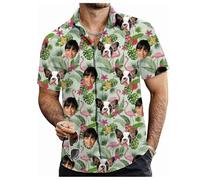 Tingwei Custom Hawaiian Shirt for Men Women, Personalised Funny Hawaiian Shirts with Faces, Shiteshirts Tropical Summer Beach Casual Short Sleeve Button Down Shirts Multicolour