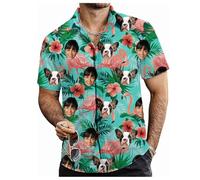 Tingwei Custom Hawaiian Shirt for Men Women, Personalised Funny Hawaiian Shirts with Faces, Shiteshirts Tropical Summer Beach Casual Short Sleeve Button Down Shirts Multicolour
