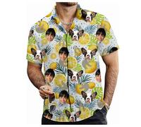 Tingwei Custom Hawaiian Shirt for Men Women, Personalised Funny Hawaiian Shirts with Faces, Shiteshirts Tropical Summer Beach Casual Short Sleeve Button Down Shirts Multicolour