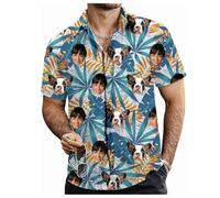 Tingwei Custom Hawaiian Shirt for Men Women, Personalised Funny Hawaiian Shirts with Faces, Shiteshirts Tropical Summer Beach Casual Short Sleeve Button Down Shirts Multicolour