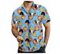 Tingwei Custom Hawaiian Shirt for Men Women, Personalised Funny Hawaiian Shirts with Faces, Shiteshirts Tropical Summer Beach Casual Short Sleeve Button Down Shirts Multicolour