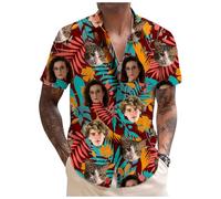 Tingwei Custom Hawaiian Shirts for Men with Face, Personalised Shiteshirts Hawaiian Shirts, Funny Shirt, Tropical Summer Beach Casual Short Sleeve, Personalised Gifts for Men