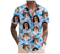 Tingwei Custom Hawaiian Shirts for Men with Face, Personalised Shiteshirts Hawaiian Shirts, Funny Shirt, Tropical Summer Beach Casual Short Sleeve, Personalised Gifts for Men