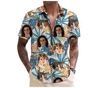 Tingwei Custom Hawaiian Shirts for Men with Face, Personalised Shiteshirts Hawaiian Shirts, Funny Shirt, Tropical Summer Beach Casual Short Sleeve, Personalised Gifts for Men