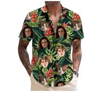 Tingwei Custom Hawaiian Shirts for Men with Face, Personalised Shiteshirts Hawaiian Shirts, Funny Shirt, Tropical Summer Beach Casual Short Sleeve, Personalised Gifts for Men
