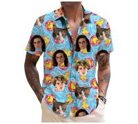 Tingwei Custom Hawaiian Shirts for Men with Face, Personalised Shiteshirts Hawaiian Shirts, Funny Shirt, Tropical Summer Beach Casual Short Sleeve, Personalised Gifts for Men
