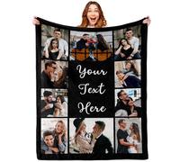Tingwei personalised blanket,Custom Blankets with Picture Text,Personalized 10 Photos Blanket, customised Throw Blanket for customisable Mom Dad Couple Girlfriend Boyfriend Wife Husband Gifts