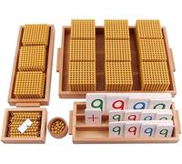 Tingyanyan Montessori Golden Bead Material Set, Wooden Decimal Money Box, Elementary School Teaching Aids, Kindergarten Math Toys