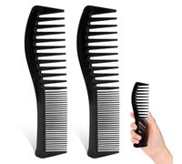 Tingyanyan Multi-purpose Hairdressing Set - Reversible Barber Comb 2 Pieces, 7.2 Inch Plastic for Men and Women, Wide and Fine Teeth for Professional Styling (Black)